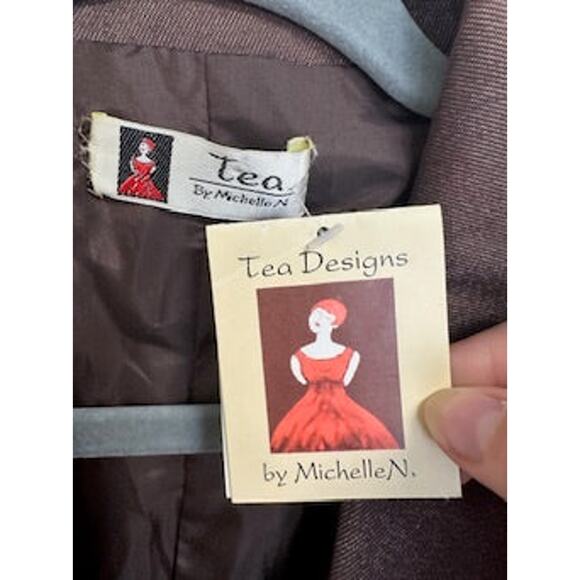 NWT OOAK Handmade Vintage Brown Orange Geometric Print Blazer Coat - Small - Picture 4 of 12